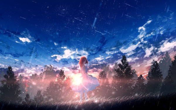 Anime Girl Sky Sunrise HD Wallpaper | Background Image