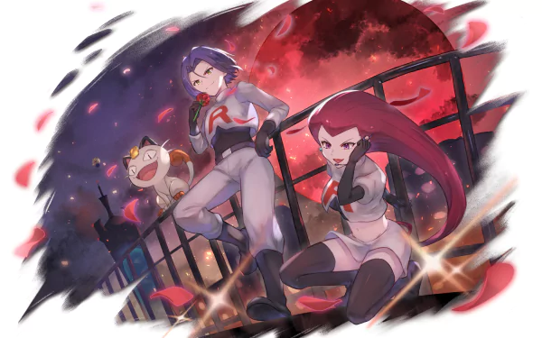 Jessie (Pokémon) Meowth (Pokémon) James (Pokémon) Team Rocket Anime Pokemon HD Desktop Wallpaper | Background Image