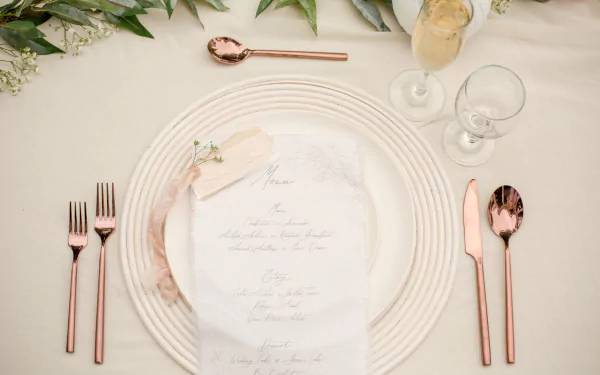  Table Setup With Menu At Wedding