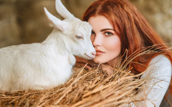 lamb redhead woman model HD Desktop Wallpaper | Background Image