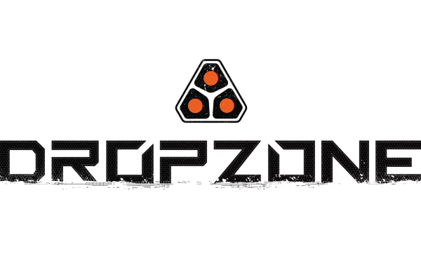 HD Dropzone logo desktop wallpaper featuring stylized text and emblem on a white background.