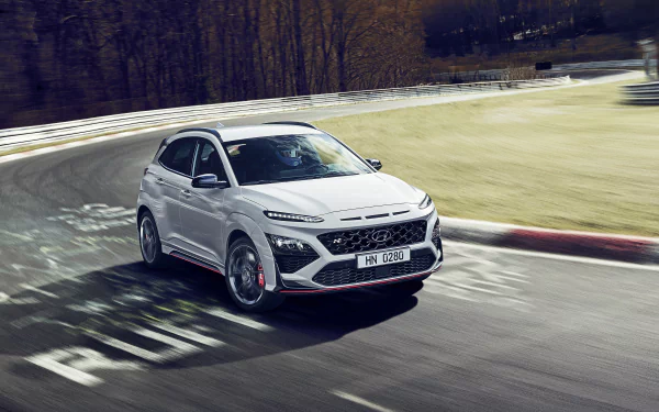 SUV white car car Hyundai vehicle Hyundai Kona N HD Desktop Wallpaper | Background Image
