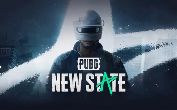 HD desktop wallpaper of PUBG: NEW STATE featuring a character in combat gear with the game's title prominently displayed.