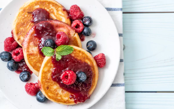 fruit breakfast blueberry raspberry berry food pancake HD Desktop Wallpaper | Background Image