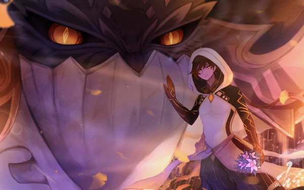 Azhdaha (Genshin Impact) Zhongli (Genshin Impact) video game Genshin Impact HD Desktop Wallpaper | Background Image