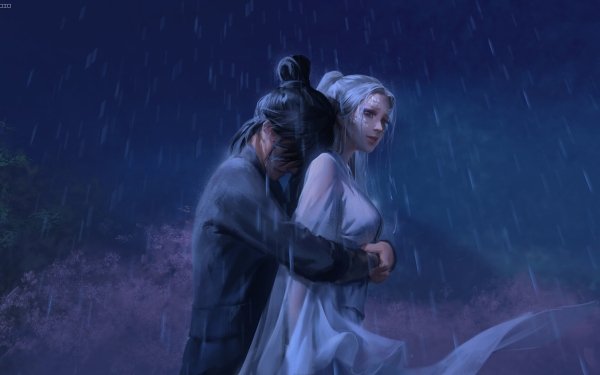 Fantasy Love Couple Rain HD Wallpaper | Background Image