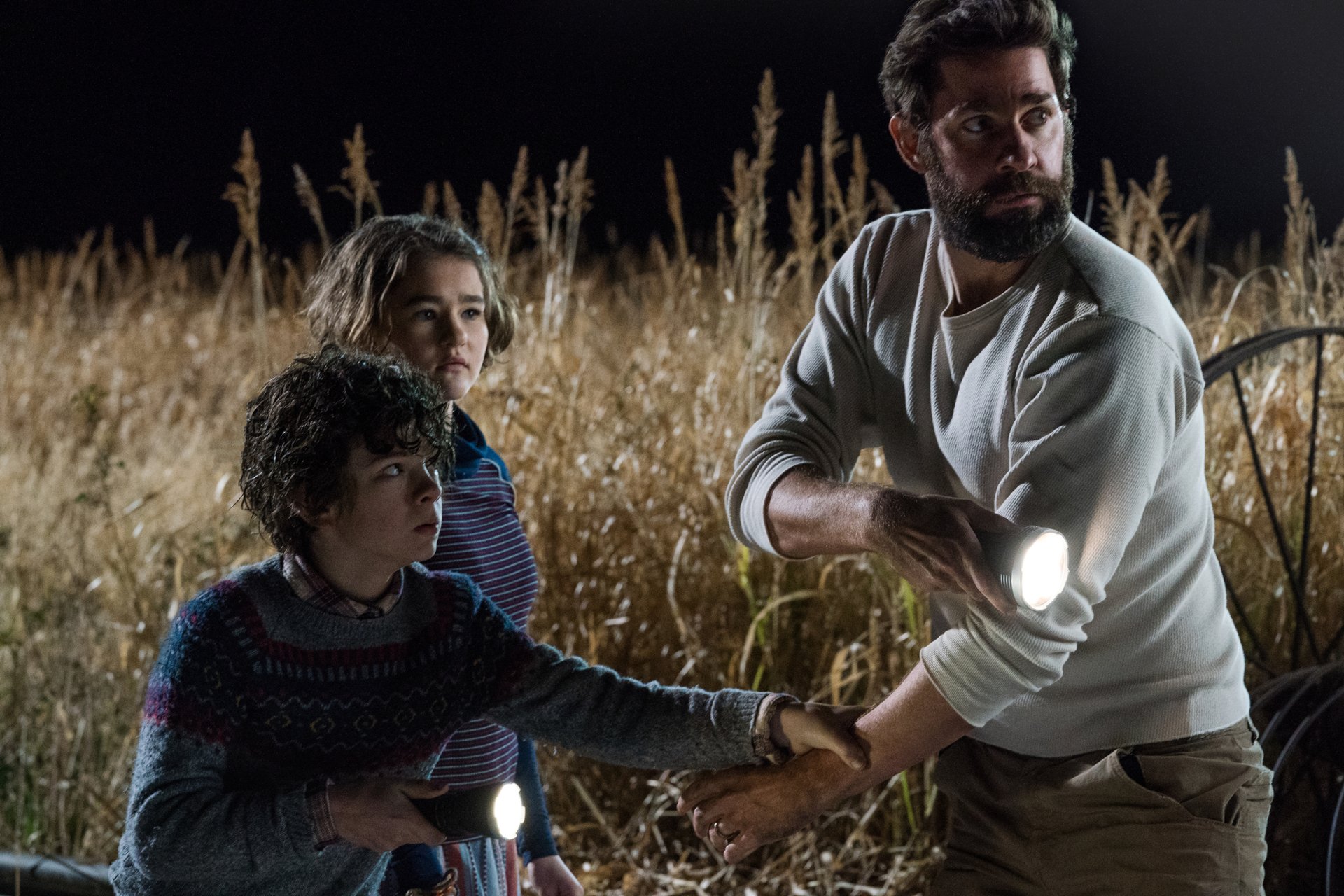 Download Marcus Abbott Noah Jupe Lee Abbott John Krasinski Regan Abbott Millicent Simmonds Movie A Quiet Place HD Wallpaper
