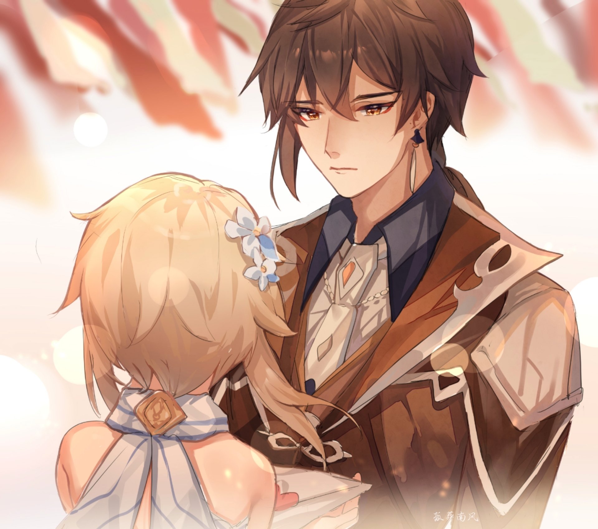 Download Zhongli (Genshin Impact) Lumine (Genshin Impact) Video Game Genshin Impact HD Wallpaper by 孤葬南风