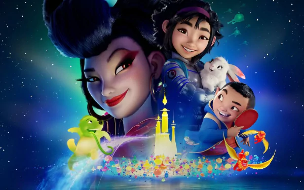 Chin (Over the Moon) Bungee (Over the Moon) Chang'e (Over the Moon) Gobi (Over the Moon) Fei Fei movie Over the Moon HD Desktop Wallpaper | Background Image