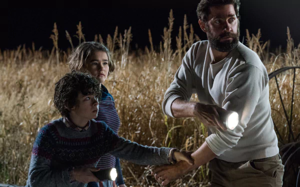 Marcus Abbott Noah Jupe Lee Abbott John Krasinski Regan Abbott Millicent Simmonds movie A Quiet Place HD Desktop Wallpaper | Background Image