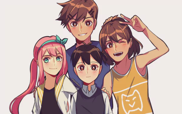 Hero (Omori) Aubrey (Omori) Kel (Omori) Sunny (Omori) video game OMORI HD Desktop Wallpaper | Background Image