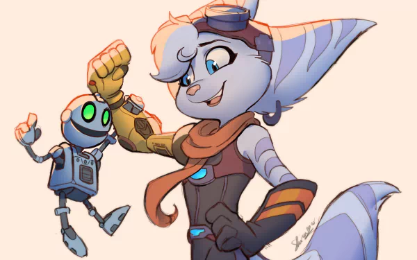 Clank (Ratchet & Clank) Rivet (Ratchet & Clank) video game Ratchet & Clank: Rift Apart HD Desktop Wallpaper | Background Image
