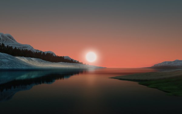 Earth Sunset Sun River Windows 11 Landscape HD Wallpaper | Background Image