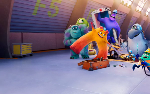 Mike Wazowski James P. Sullivan Monsters, Inc. Duncan (Monsters Inc.) Cutter (Monsters Inc.) Val Little (Monsters Inc.) Fritz (Monsters Inc.) Tylor Tuskmon TV Show Monsters at Work HD Desktop Wallpaper | Background Image