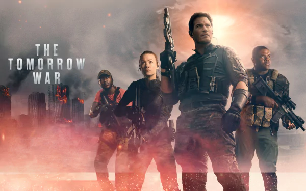 Yvonne Strahovski Edwin Hodge Sam Richardson Chris Pratt movie The Tomorrow War HD Desktop Wallpaper | Background Image