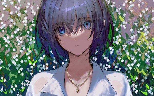 Anime Girl Short Hair Blue Hair Blue Eyes HD Wallpaper | Background Image