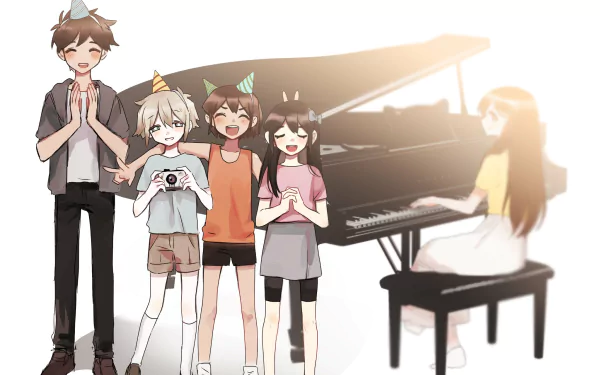 piano Mari (Omori) Kel (Omori) Hero (Omori) Basil (Omori) Aubrey (Omori) video game OMORI HD Desktop Wallpaper | Background Image