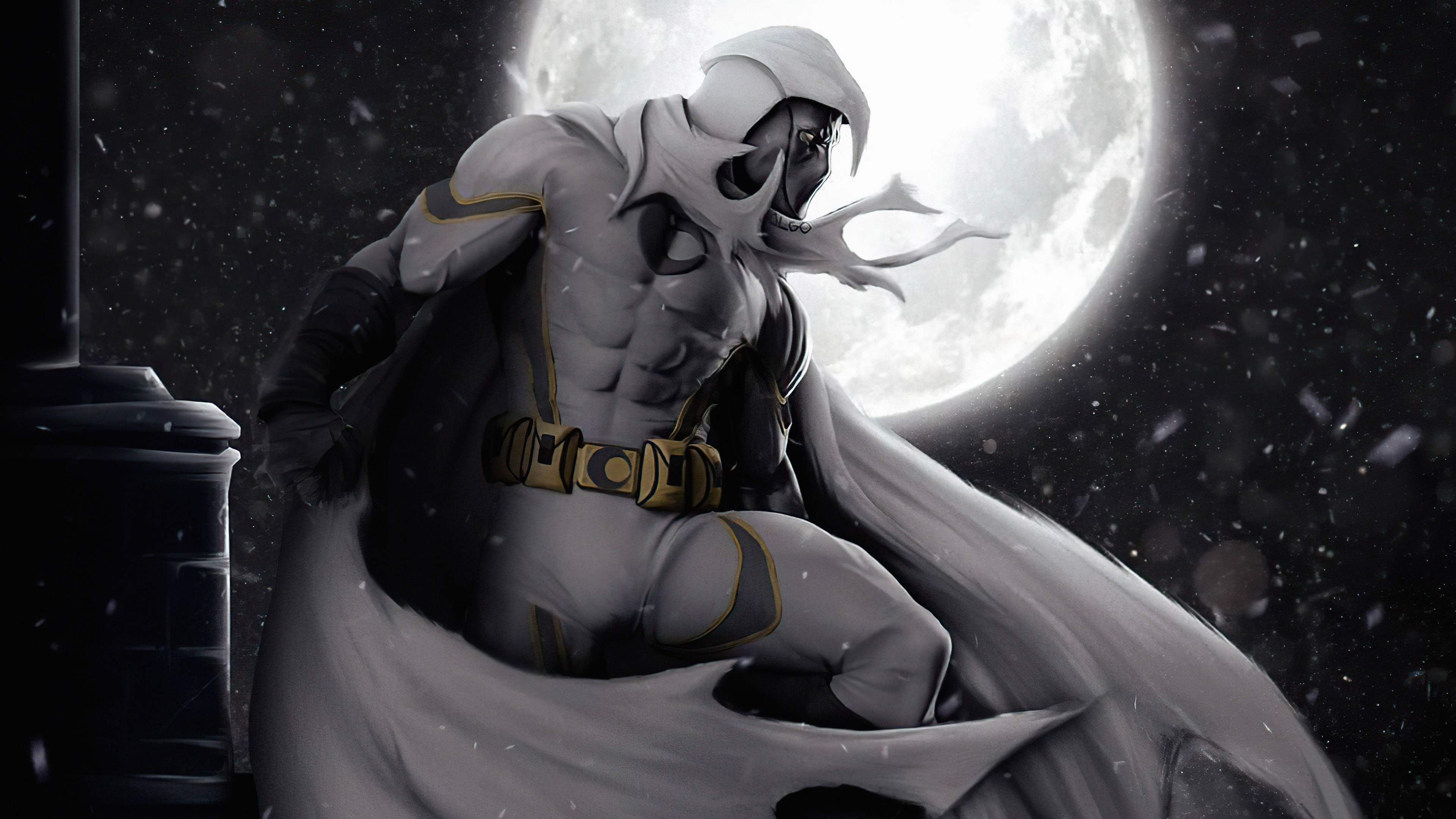 Moon Knight Wallpaper 4K, Monochrome, Marvel Comics