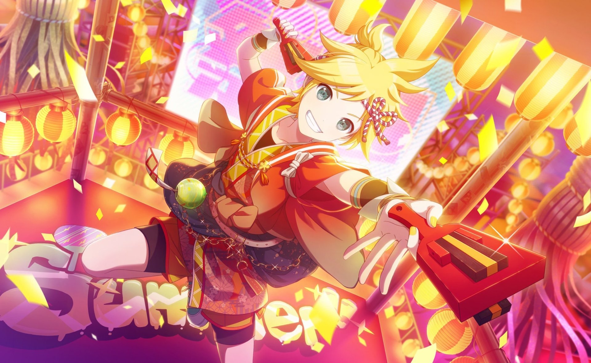 Download Blonde Len Kagamine Anime Vocaloid HD Wallpaper