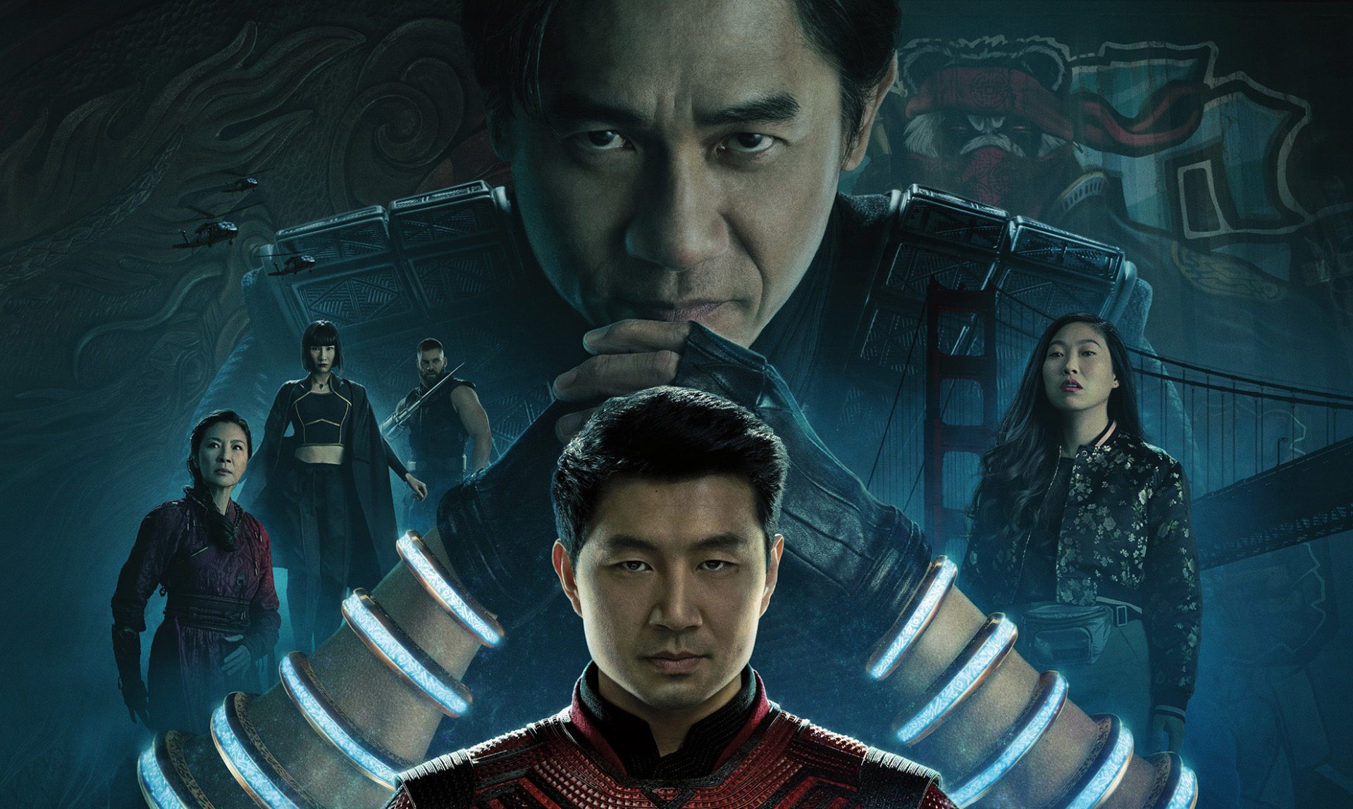Download Simu Liu Shang-Chi Xialing (Marvel Comics) Meng'er Zhang Awkwafina Wenwu (Marvel Comics) Tony Leung Chiu-Wai Movie Shang-Chi And The Legend Of The Ten Rings HD Wallpaper