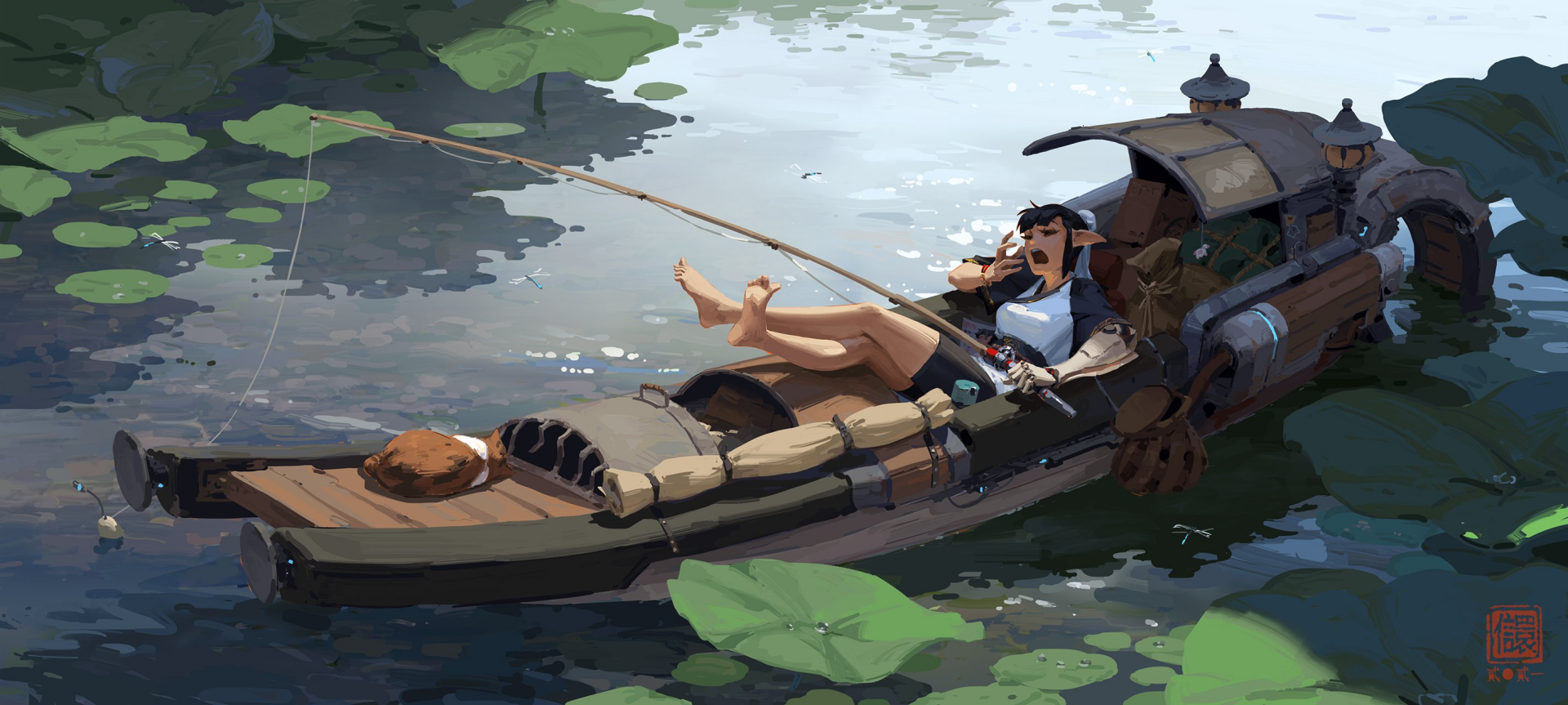 Download Fishing Fantasy Woman HD Wallpaper