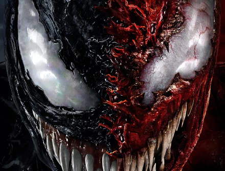 HD PC desktop wallpaper featuring a close-up of Venom and Carnage from Marvel Comics' movie Venom: Let There Be Carnage.