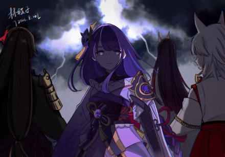 Mikoshi Chiyo Baal Raiden Shogun (Genshin Impact) video game Genshin Impact HD Desktop Wallpaper | Background Image