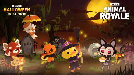 video game Super Animal Royale Halloween Gaming HD Desktop Wallpaper | Background Image