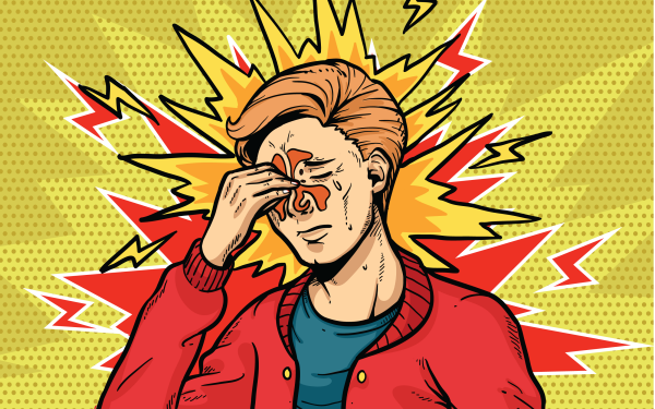 Colorful pop art style HD desktop wallpaper featuring a cartoon person with an exaggerated expression, set against a dotted yellow background with dynamic explosion graphics.