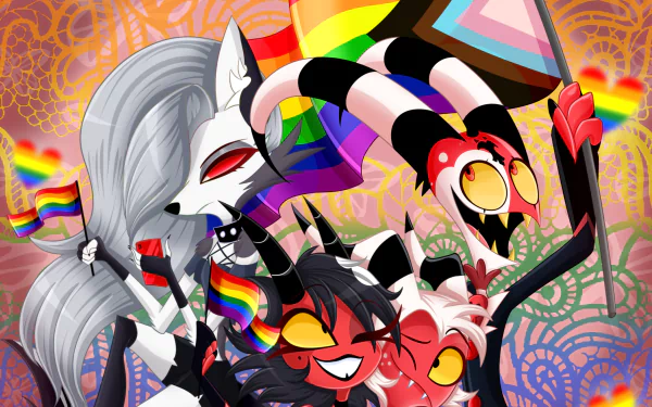 Moxxie (Helluva Boss) Millie (Helluva Boss) Loona (Helluva Boss) Blitzo (Helluva Boss) TV Show helluva boss HD Desktop Wallpaper | Background Image