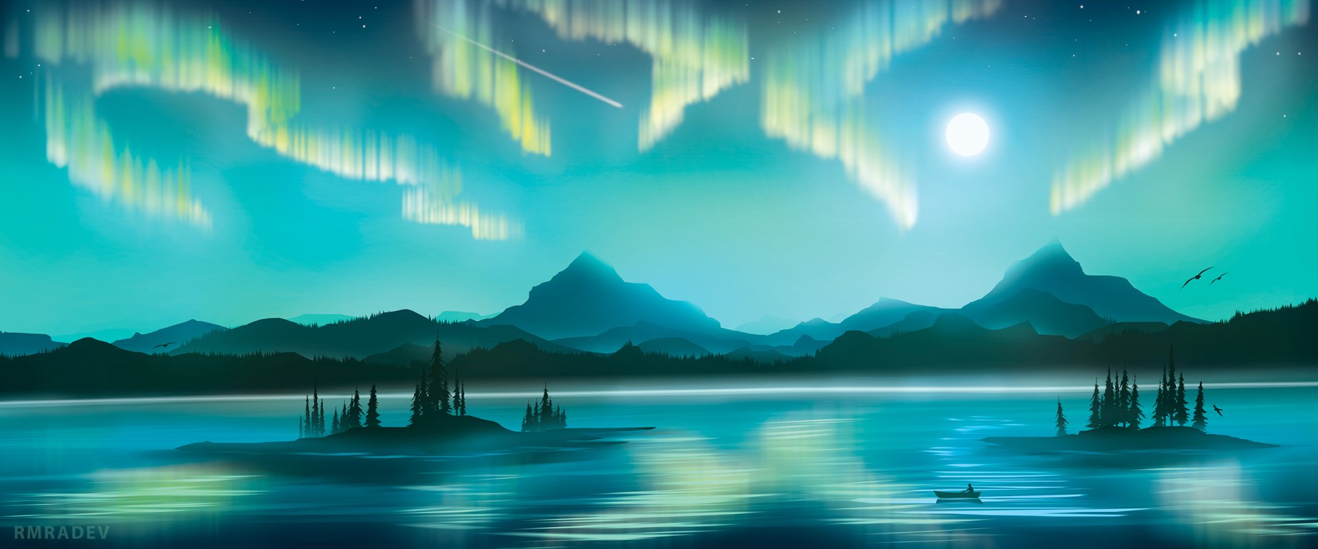 Download Aurora Borealis Artistic Landscape HD Wallpaper by rmradev