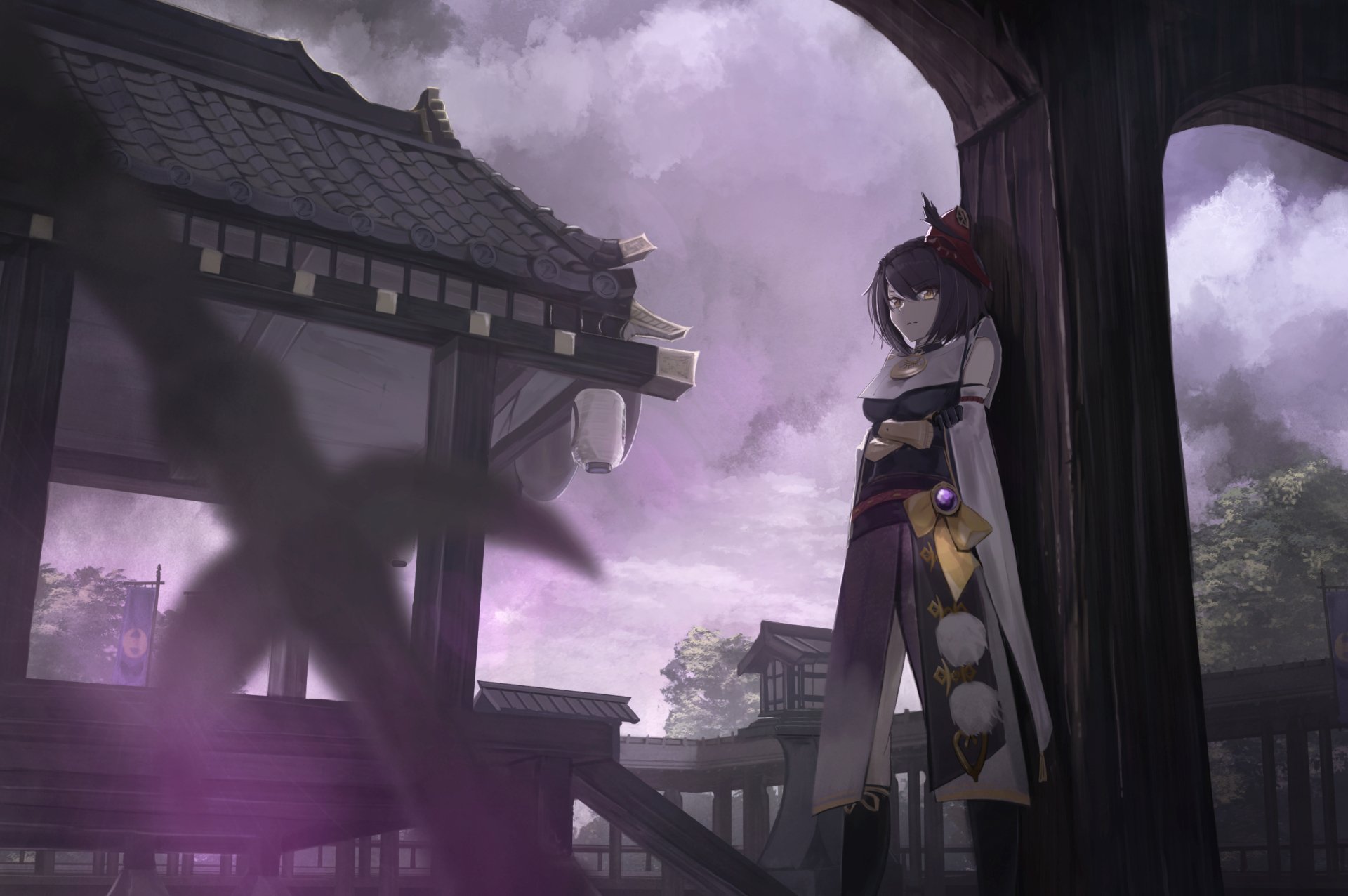 Download Kujou Sara Video Game Genshin Impact HD Wallpaper by 金子　わゆ