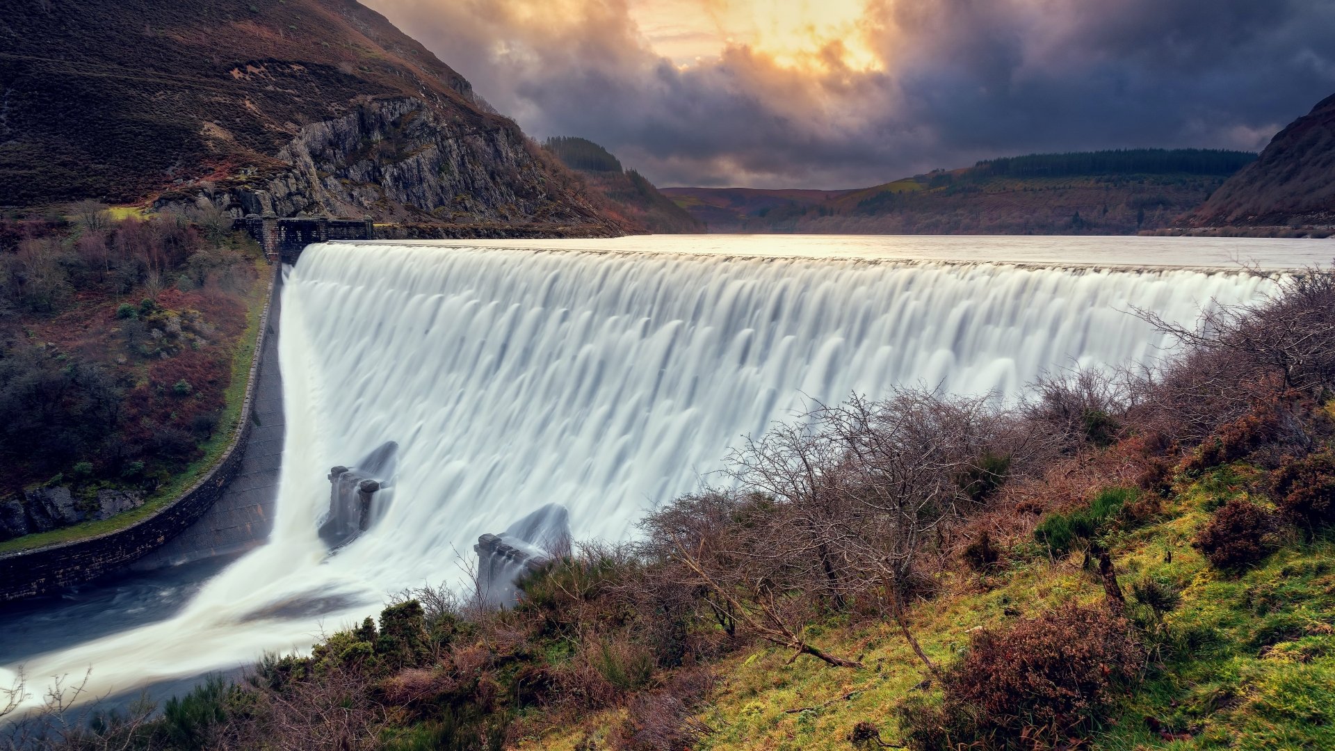 Download Waterfall Man Made Dam 4k Ultra HD Wallpaper