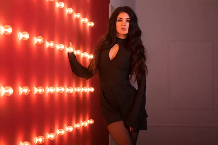 black dress black hair woman model HD Desktop Wallpaper | Background Image