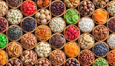  Bowls of Nuts and Dried Fruit