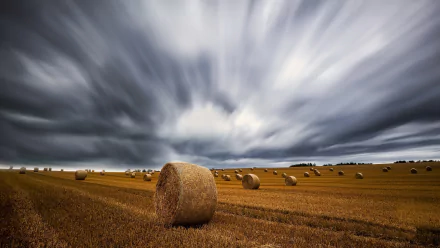 field nature haystack HD Desktop Wallpaper | Background Image