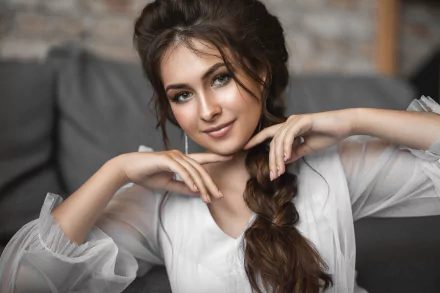 braid brunette woman model HD Desktop Wallpaper | Background Image