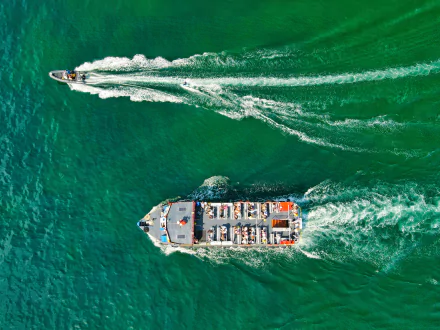  Wave Race! Passenger and speed boats make waves off the Jurassic Coast, Devon, UK by Red Zeppelin