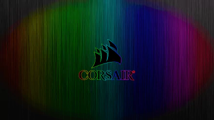 HD wallpaper featuring a vibrant RGB color gradient with the Corsair logo centered for a dynamic desktop background.