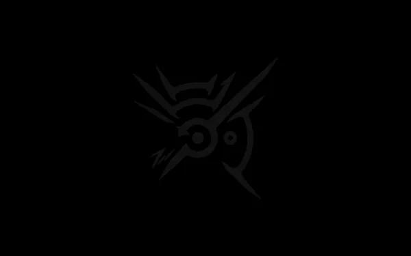  Dishonored logo on black screen, dark.