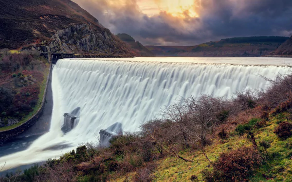 waterfall man made dam HD Desktop Wallpaper | Background Image