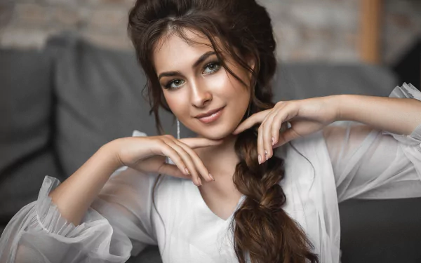 braid brunette woman model HD Desktop Wallpaper | Background Image