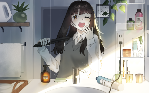 Anime Girl Mirror HD Wallpaper | Background Image