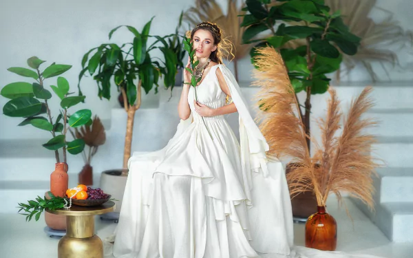 white dress woman model HD Desktop Wallpaper | Background Image