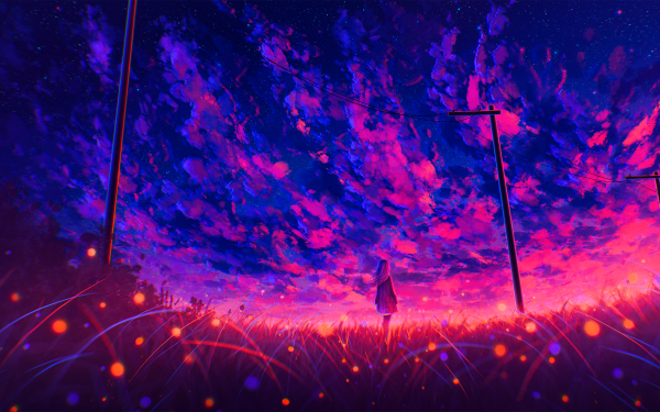 Anime Girl Sunset HD Wallpaper | Background Image