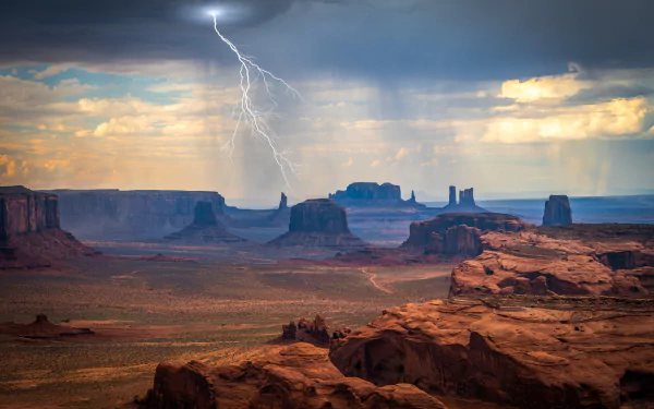 landscape desert lightning nature monument valley HD Desktop Wallpaper | Background Image