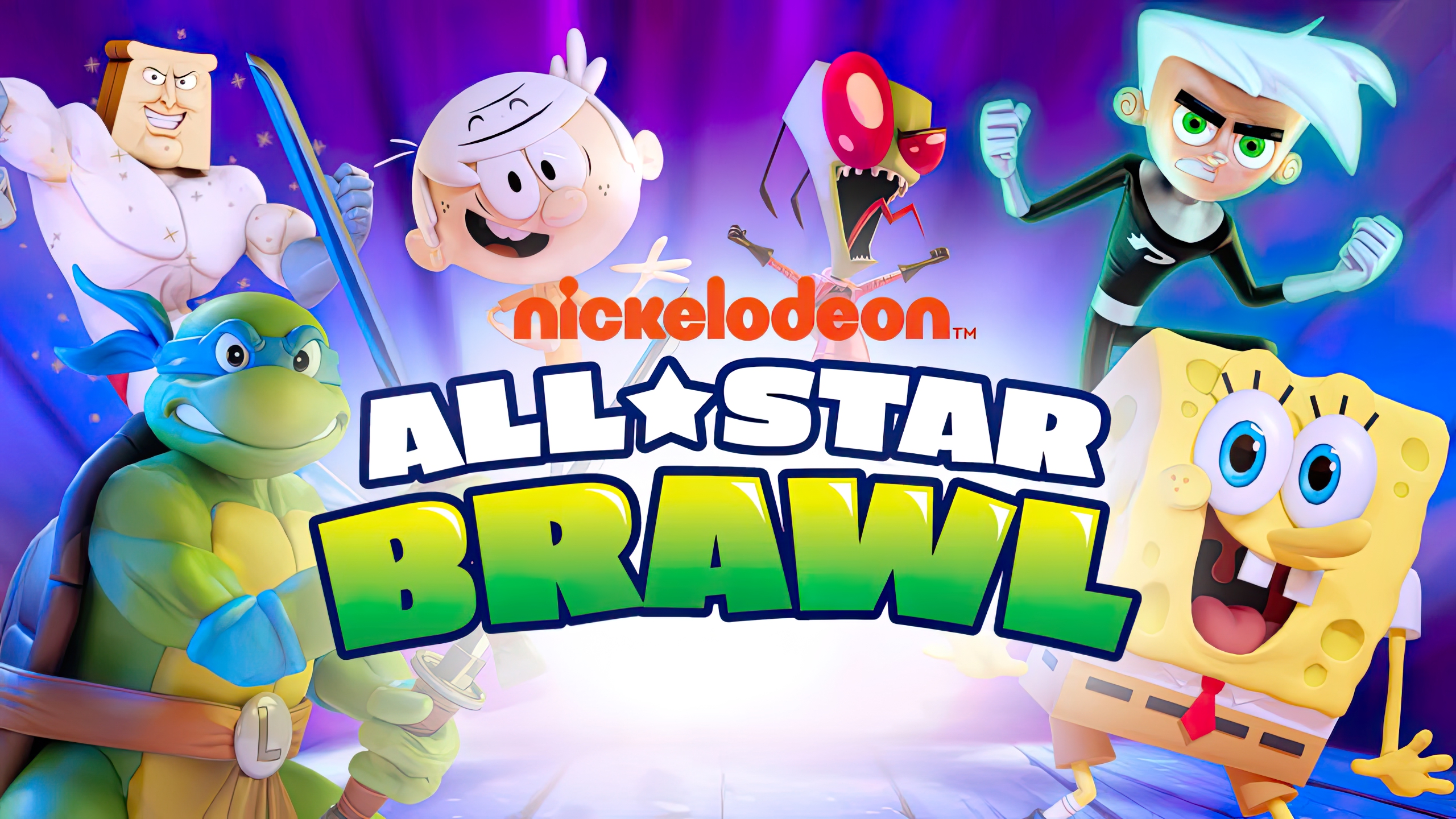 HD wallpaper of Nickelodeon All-Star Brawl featuring popular characters for desktop background.