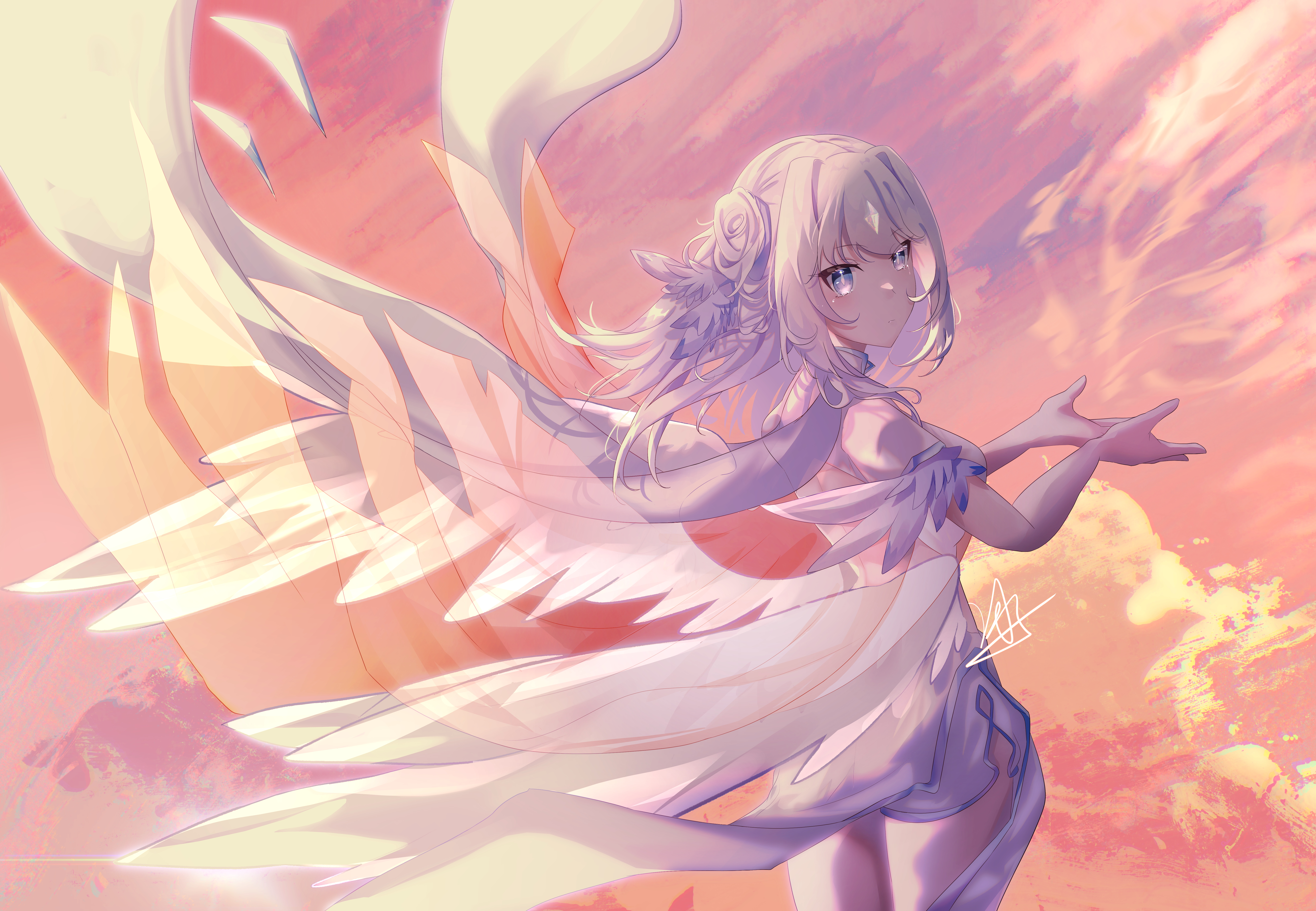 Shy girl angel.Anime art stock photo. Image of wings - 274420554