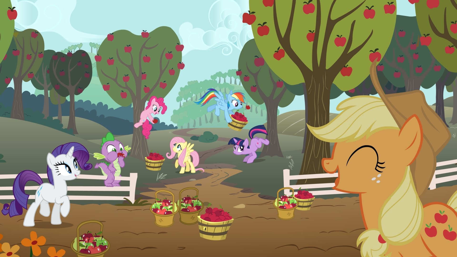 Download Twilight Sparkle Rainbow Dash Fluttershy (My Little Pony) Pinkie Pie Spike (My Little Pony) Rarity (My Little Pony) Applejack (My Little Pony) TV Show My Little Pony: Friendship Is Magic HD Wallpaper
