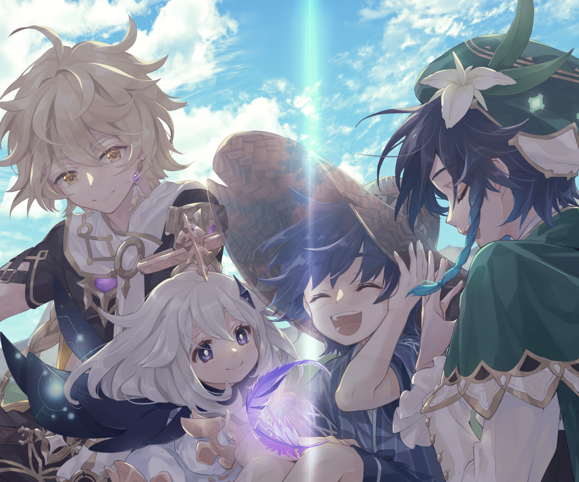 Download Venti (Genshin Impact) Ruu (Genshin Impact) Paimon (Genshin Impact) Aether (Genshin Impact) Video Game Genshin Impact HD Wallpaper